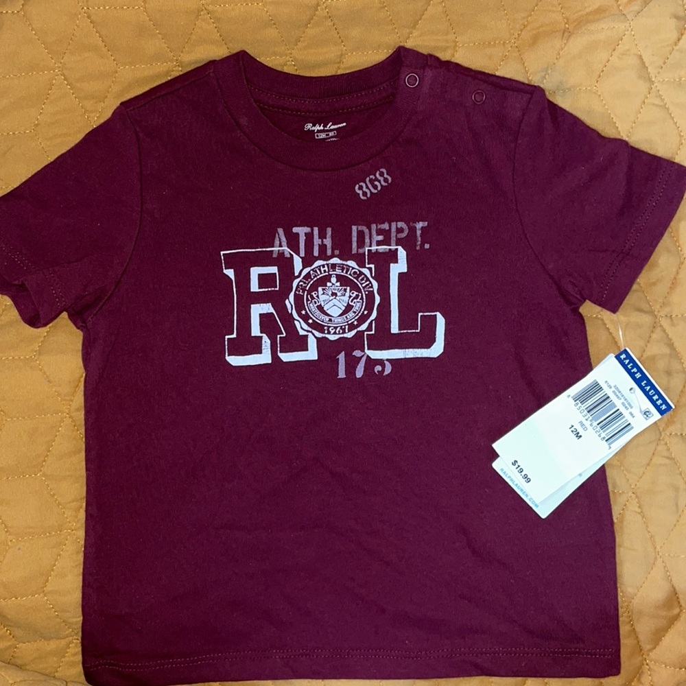 12 month, Ralph Lauren red (burgundy)s/s top